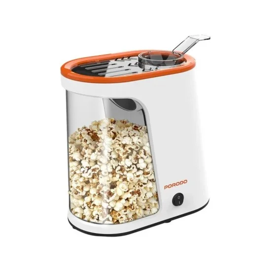 Porodo Popcorn Maker - Healthy and Easy to Use - White Orange